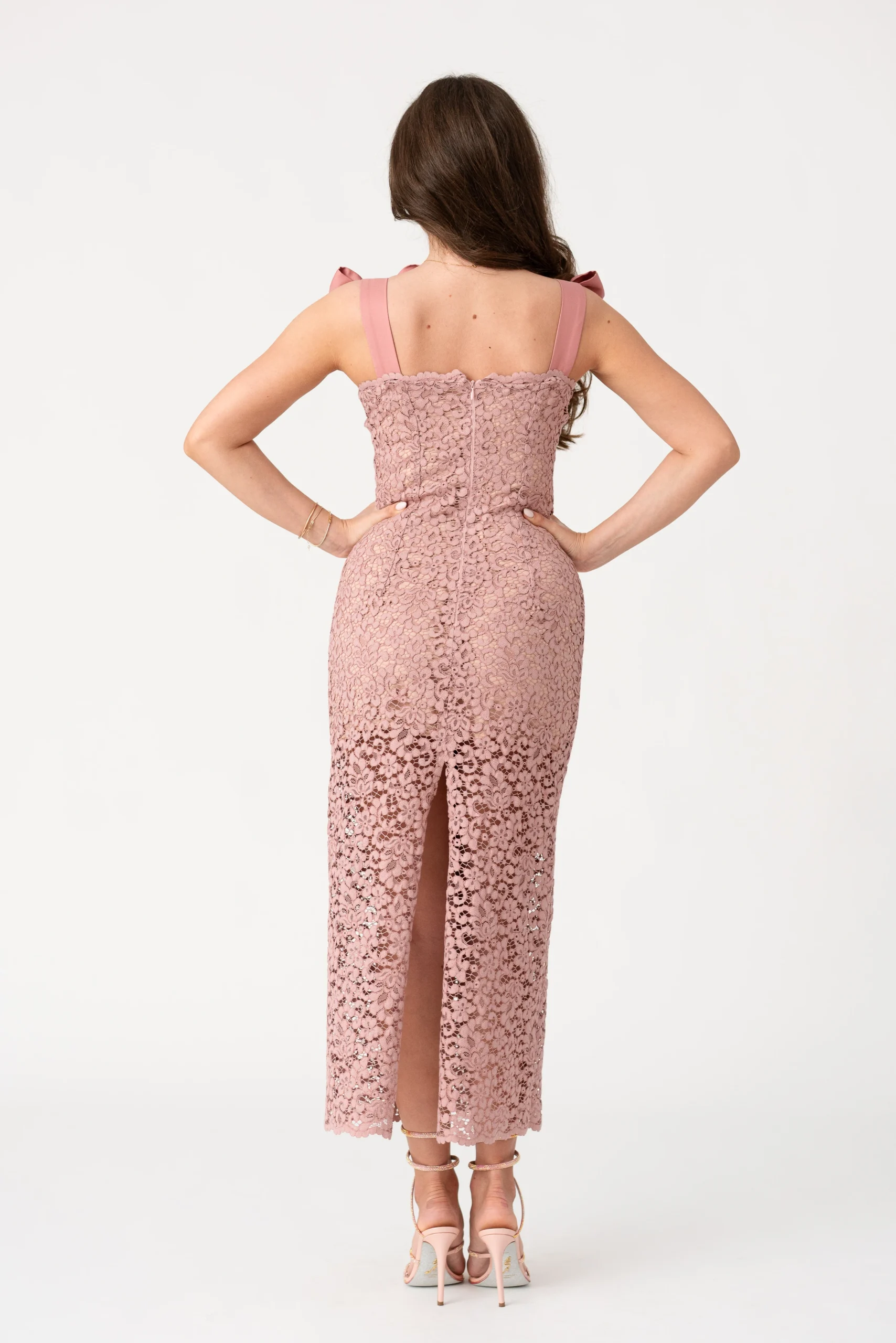 POUDRE - ROCHIE MIDI DIN DANTELĂ DE BUMBAC