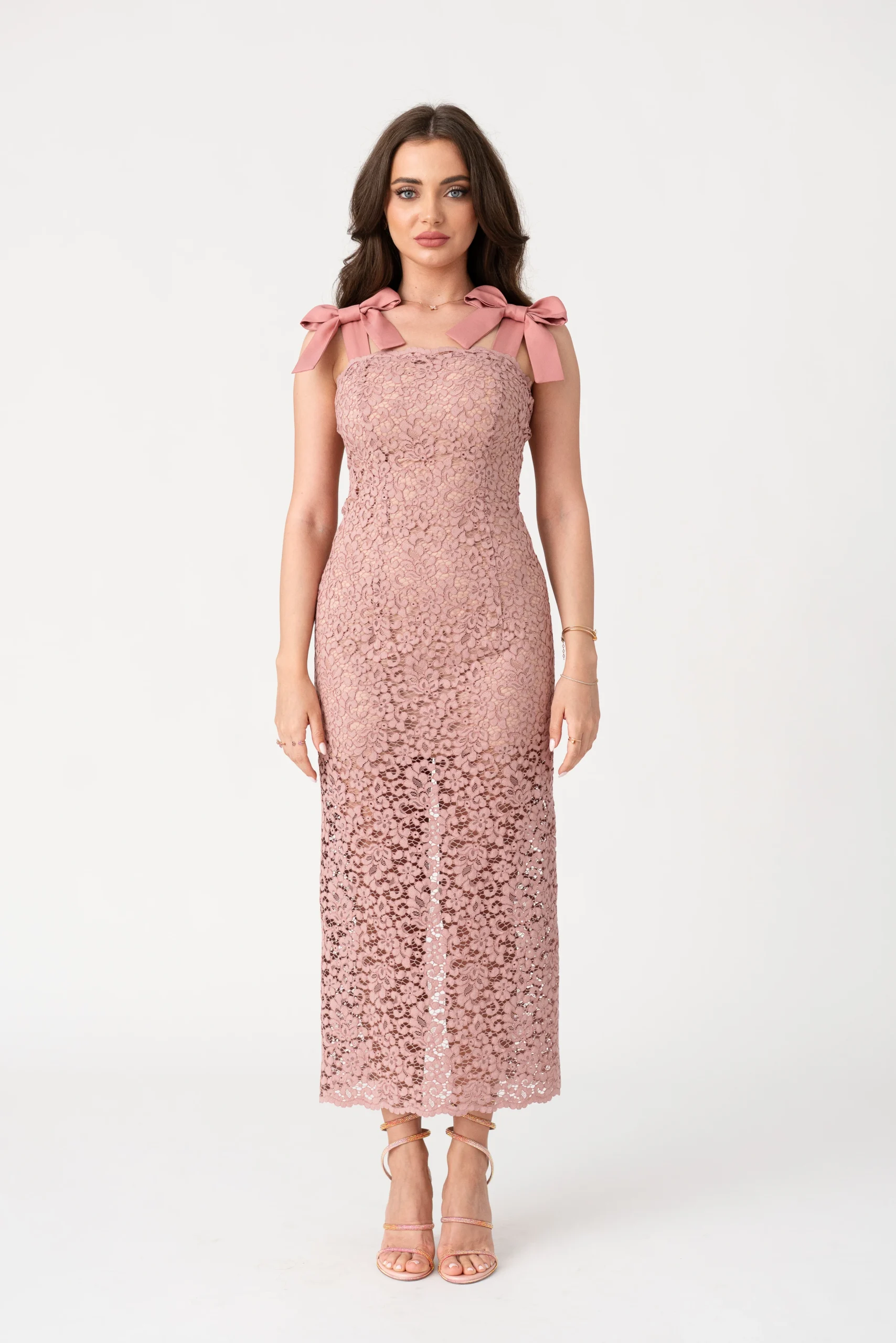 POUDRE - ROCHIE MIDI DIN DANTELĂ DE BUMBAC