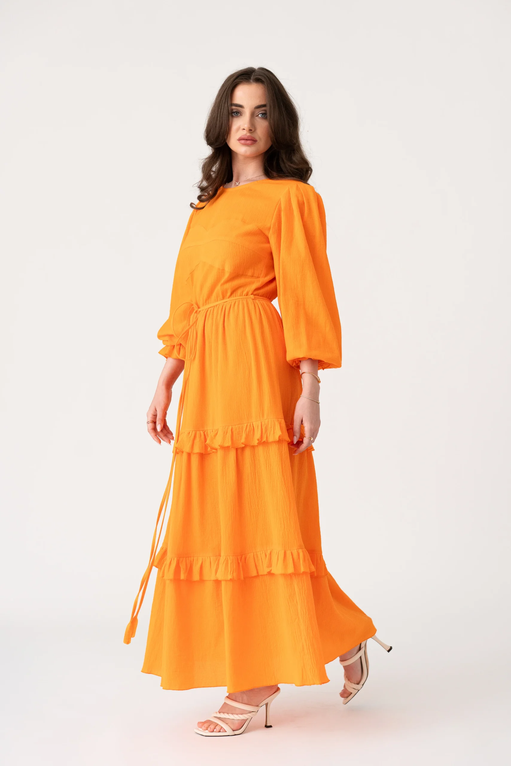 DAPHNE – ROCHIE MIDI DIN BUMBAC ORANGE